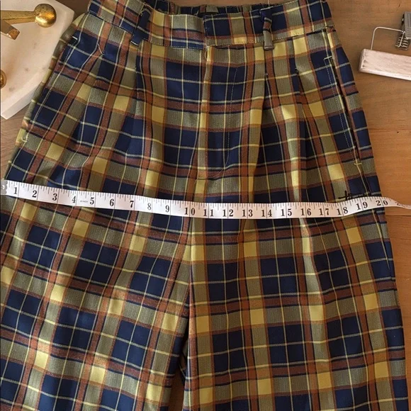 Stussy Plaid Wide-Leg Pants in Yellow and Blue - Picture 8 of 8